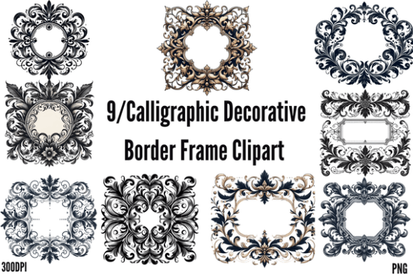 Calligraphic Decorative Border Frames for Design