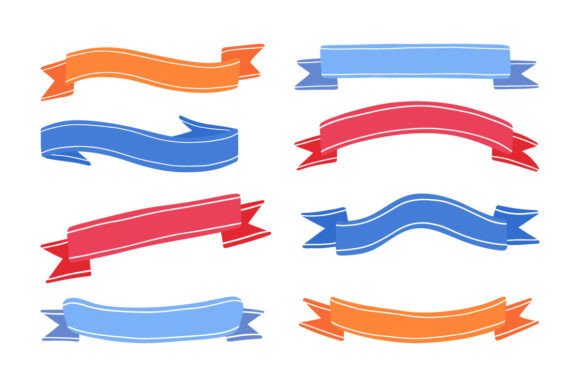 Decorative Ribbon Banner Set: 8 Unique Styles