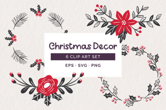 Elevating Holiday Designs with Hand-Drawn Christmas Wreaths and Dividers