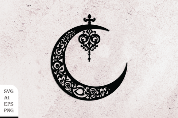 Evaluating the Decorative Crescent with Heart Digital Asset for Creative Projects