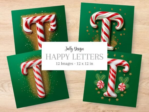 Evaluating the Letter T from the Candy Cane Christmas Decorative Alphabet