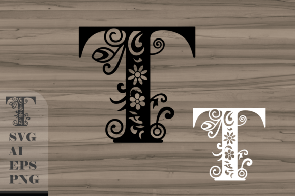 Floral Decorative Letter T