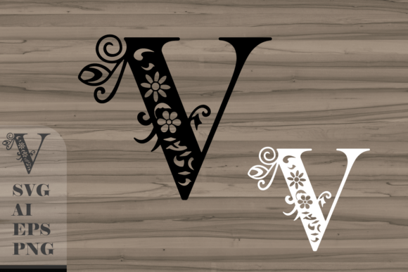Floral Decorative Letter V: A Versatile Design for Creative Projects