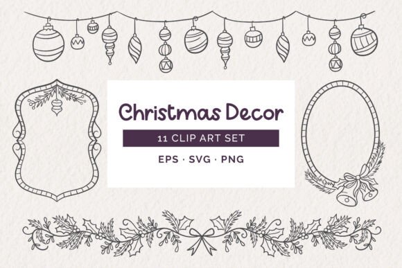 Hand-Drawn Christmas Decorative Set for Festive Design
