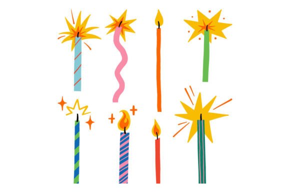 Hand Drawn Decorative Candle Various Collection