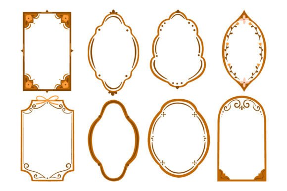 Hand Drawn Decorative Frames with Floral Accents