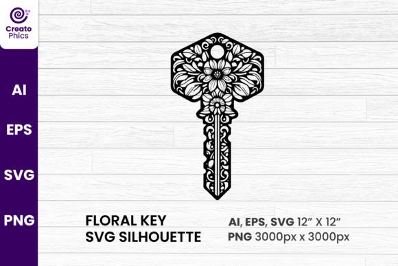 Unlocking Design Potential with the Floral Key Decorative SVG Silhouette