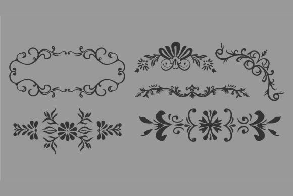 Vintage Floral Dividers: Classic Black Design